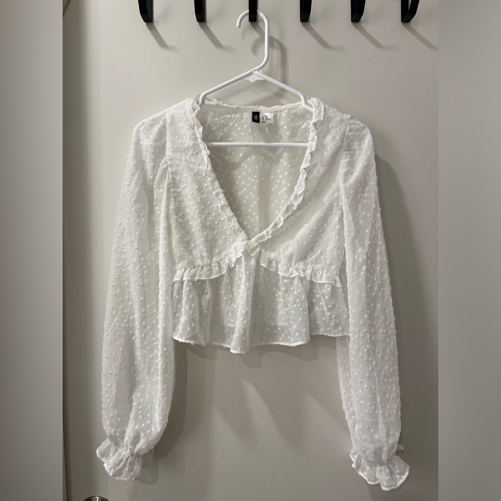 White Polka Dot Crop Top